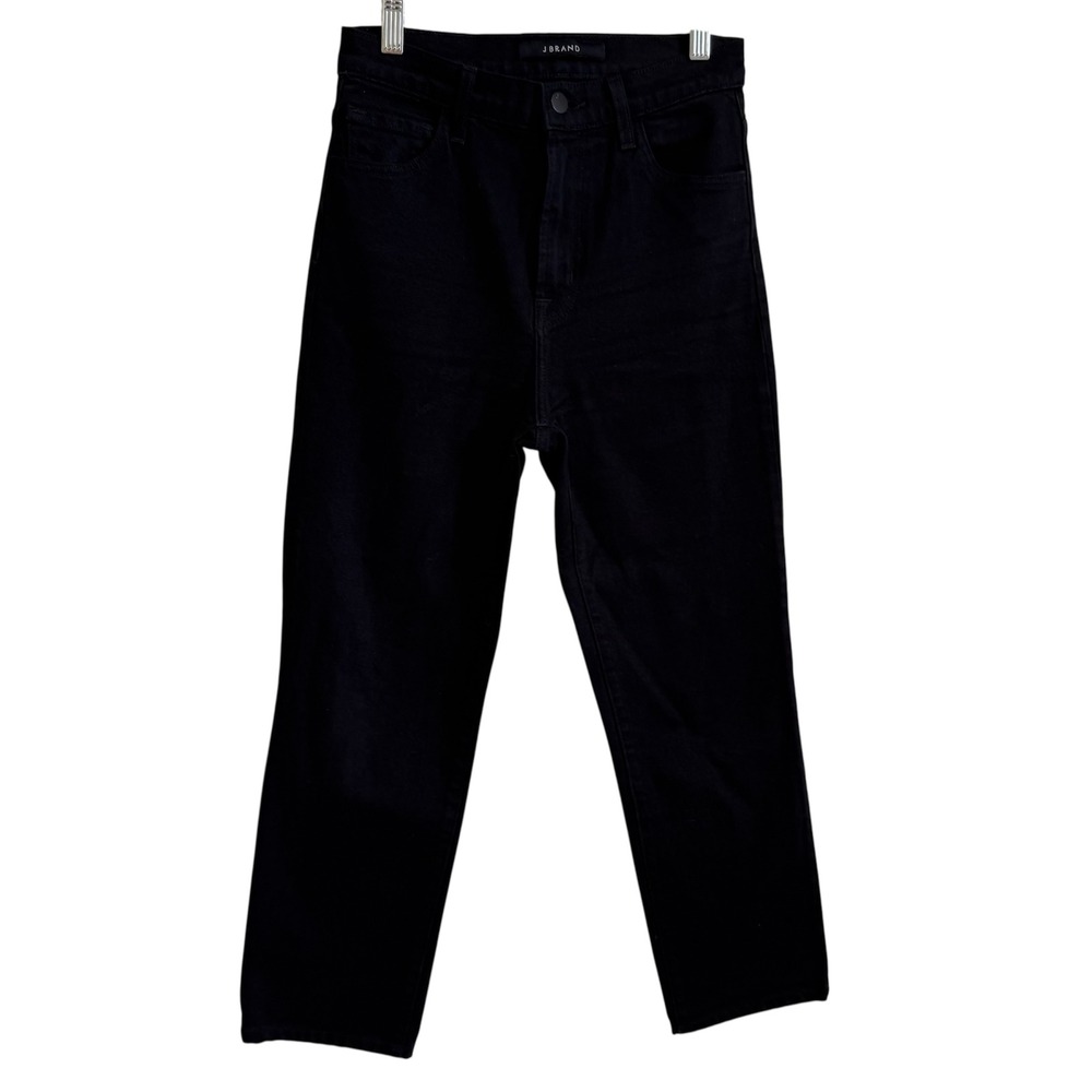 J Brand High Rise Crop Wide‎ Leg Jeans Black Denim Comfort Size 24